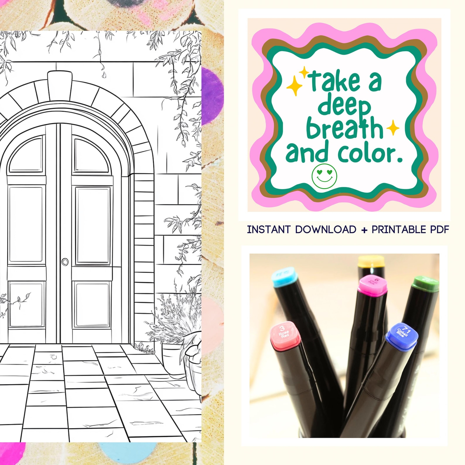 Door, 100 PAGES of Doors Coloring Book for Adults. PDF Download and ...