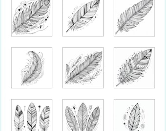 Boho Feather Coloring Book: Scandi Folk Art (PDF Download, 41 Pages)