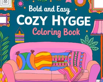 Cozy Hygge Coloring Book, Simple Animal House Designs (PDF Download)