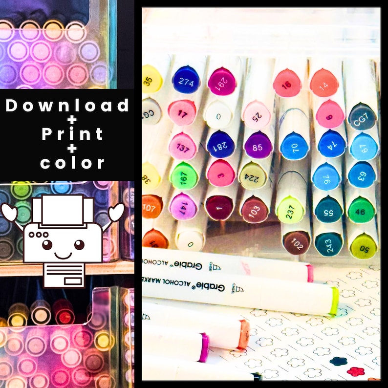 Coloring Marker Swatch Sheets For Coloring Pdf Digital Download
