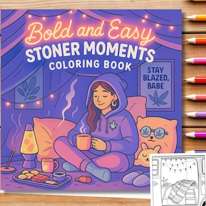NUEVO - Stoner Girl Moments 2, libro para colorear para adultos fácil y atrevido / 44 páginas / Descarga en PDF - Imprime - Colorea - Diviértete