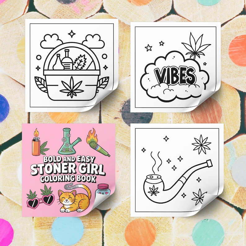 Stoner Girl Coloring Book for Adults, Easy Designs (PDF Download) - Etsy