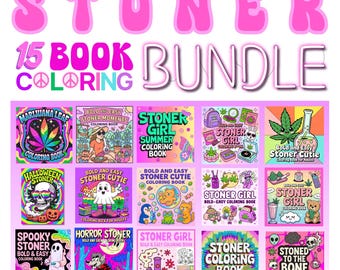 Stoner Coloring 15 BOOK Bundle, Bold Easy  (PDF Download Print)