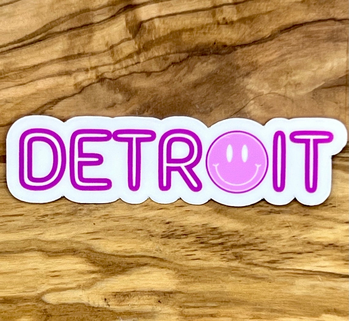 Detroit Sticker With Smiley Face 3 W Glossy Waterproof Decal Sticker - Etsy