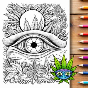 Stoned to the Bone, Groovy Stoner coloring book for adults. PDF Coloring book download and print. Digital coloring pages.