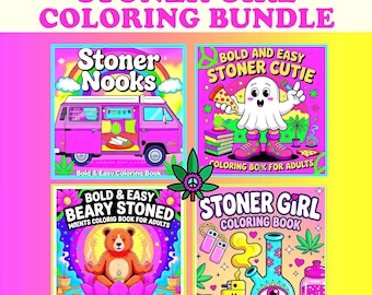 Stoner Girl Coloring Book Bundle, Bold Easy Designs (PDF Download)
