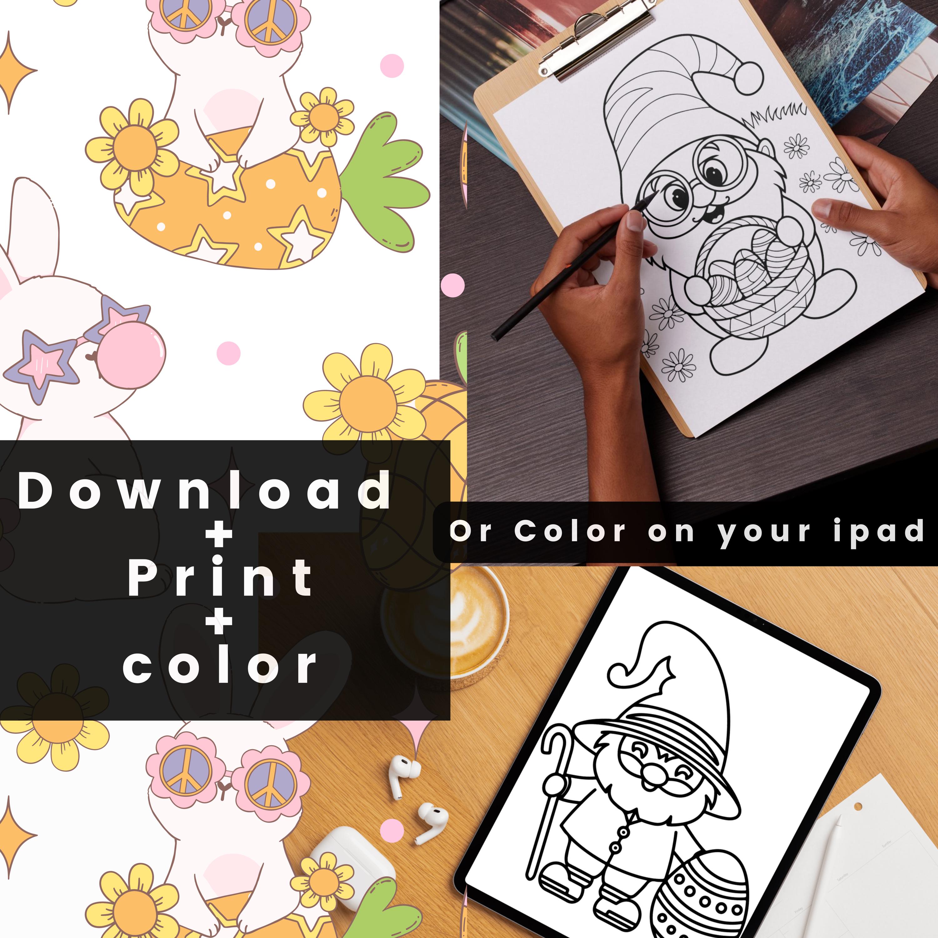 Easter Gnome Coloring Book, Easy Spring Designs (PDF Digital Download ...