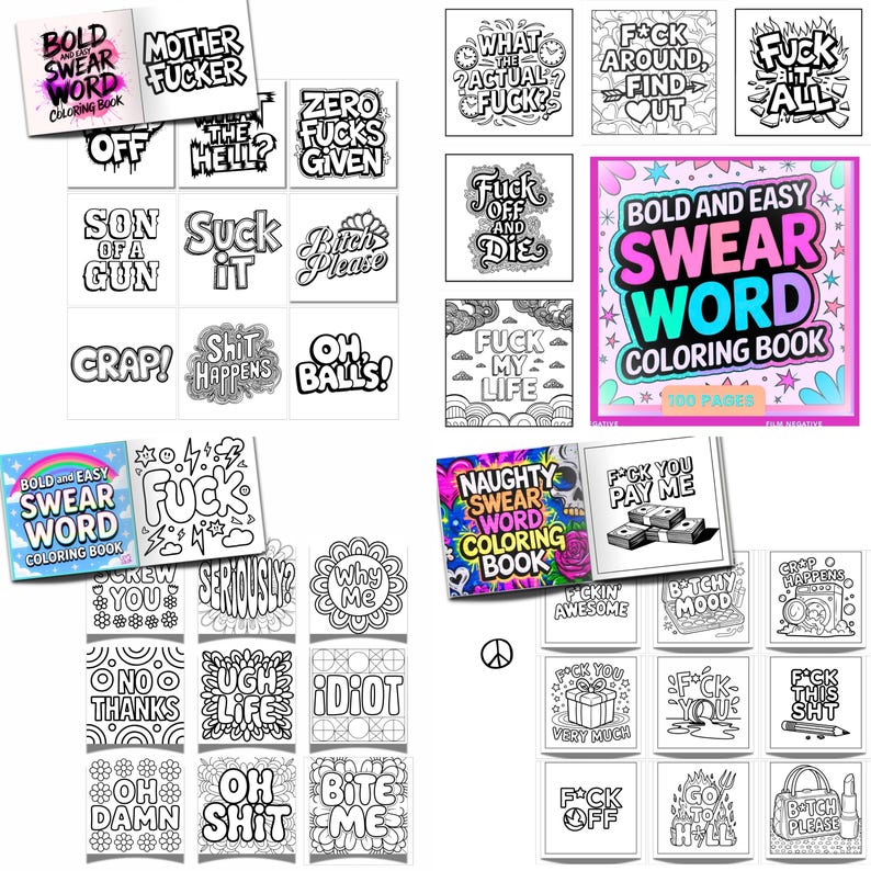 Bold & Easy Swear Word Coloring Book Bundle (PDF Download) image 2