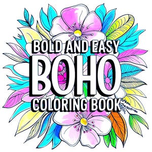 Bold and Easy Boho Coloring Pages – PDF Printable Coloring Book PDF | Peace sign, Hippie, Aesthetic Art, flowers