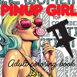 Pin up girl adult coloring book | 20 pages | PDF printable coloring page | Coloring book