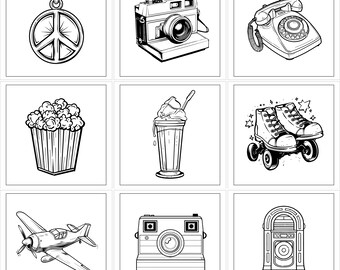 Retro Summer Coloring Book, Cute Groovy Designs (PDF Download)
