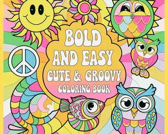 Trippy Hippie Coloring Book, Cute Groovy Designs (PDF Download)