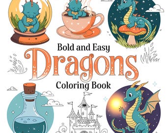Cute Dragons Coloring Book, Fun Kids Activity (PDF Download)