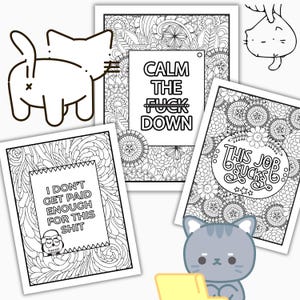 Malas palabras divertidas "Lo que de verdad quieres decir en el trabajo pero no puedes", libro para colorear para adultos - Diseños atrevidos y fáciles