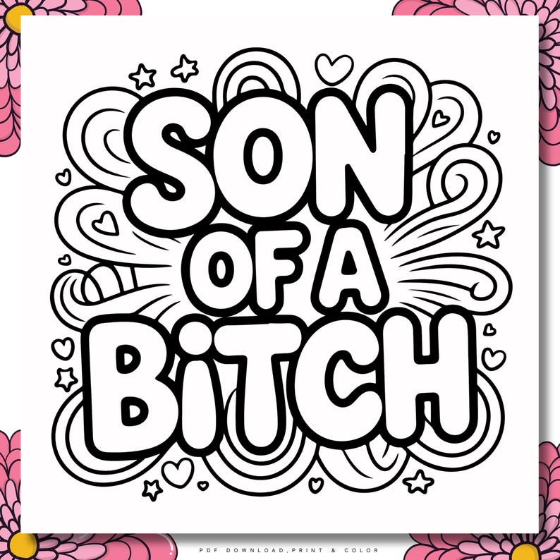 Bold & Easy Swear Word Coloring Book Bundle (PDF Download) image 15