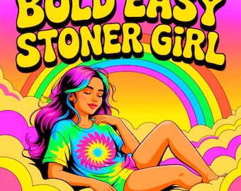 Stoner Girl Coloring Book: Easy Boho Hippie Designs (PDF Digital Download)