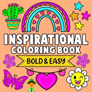 Ousado e Fácil, Mensagens motivacionais inspiradoras e afirmações páginas simples para colorir. Parte 1. Livro de colorir em PDF para baixar e imprimir.
