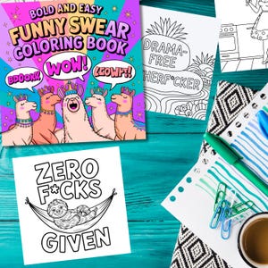 Funny Swear Word, Bold and Easy Coloring book. | 69 pages to f’n color | PDF download, print and color.