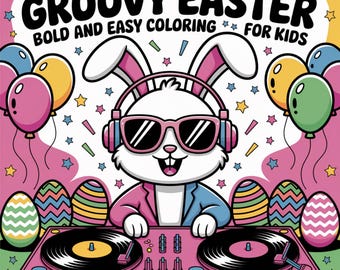Coloriages de Pâques groovy pour adultes et enfants (téléchargement numérique PDF)