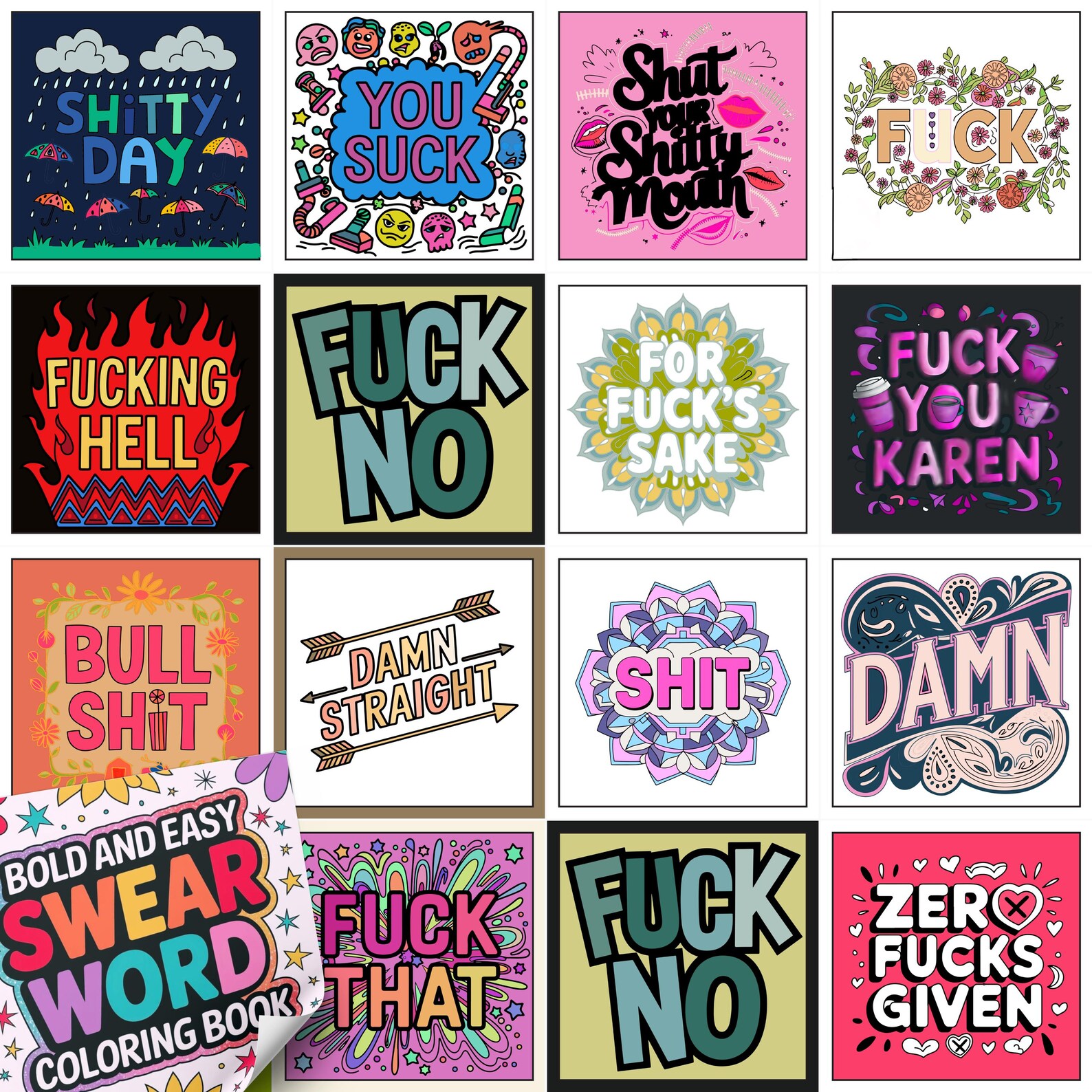 Adult Swear Word, Bold and Easy Coloring Pages. 107 Pages to F’n Color ...