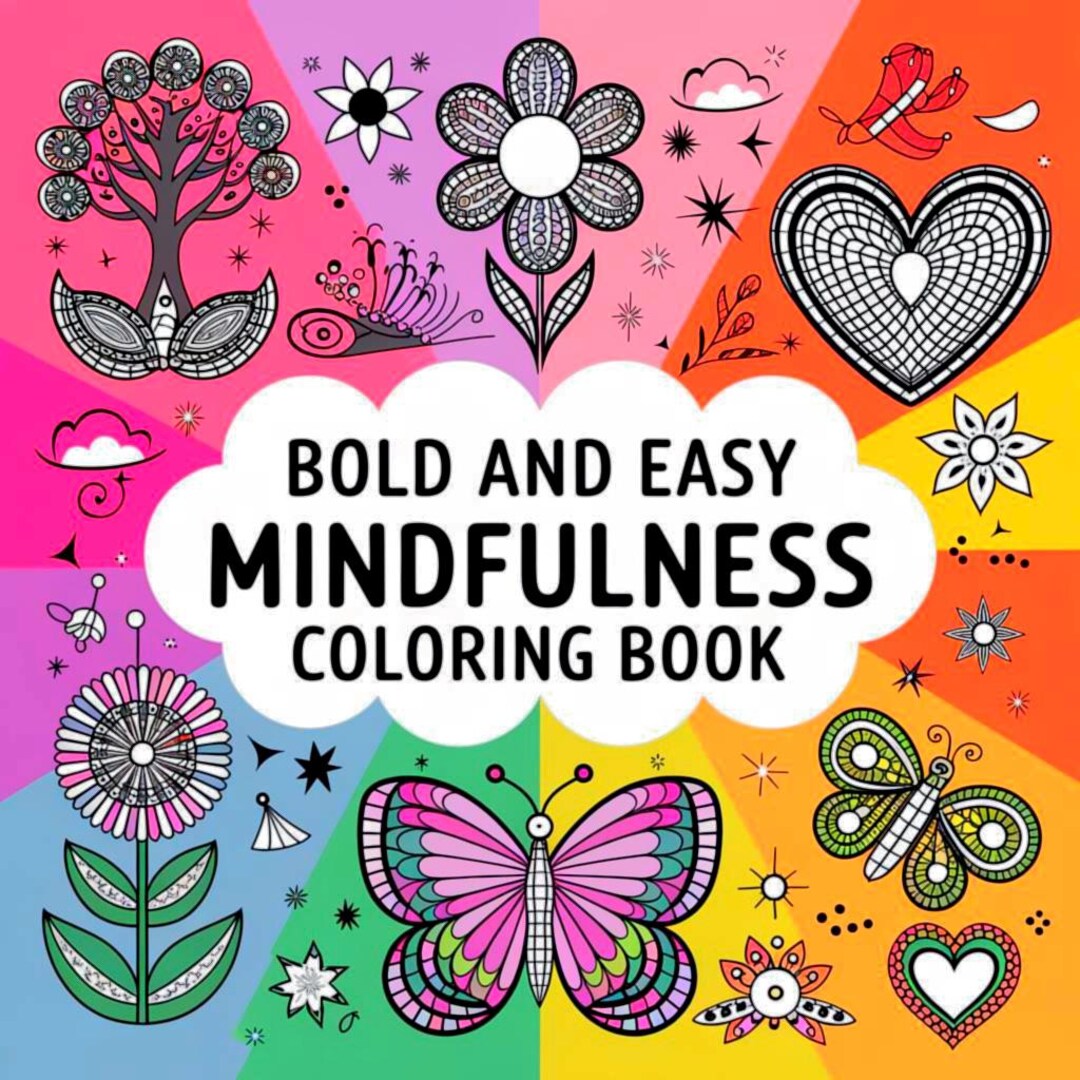 Mindfulness Coloring Book, Simple Designs for Adults (PDF Digital ...