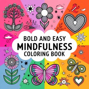 Mindfulness Coloring Book, Simple Designs for Adults (PDF Digital Download)
