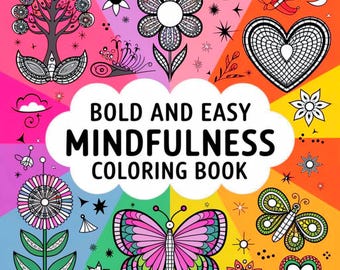 Mindfulness Coloring Book, Simple Designs for Adults (PDF Digital Download)