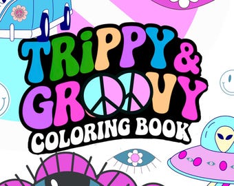 Trippy Groovy Coloring Book: Bold Easy Designs (PDF Download)
