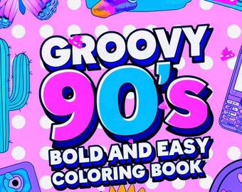 Groovy 90s Coloring Book, Simple Designs (PDF Download)