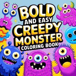 Creepy Monster Coloring Book, Easy Designs (PDF Download) image 1