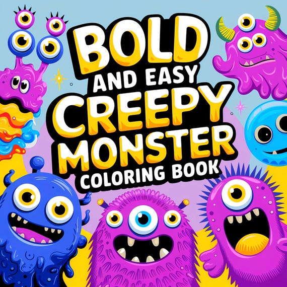 Creepy Monster Coloring Book, Easy Designs (PDF Download)