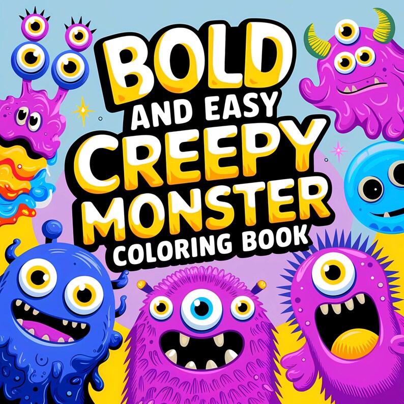 Creepy Monster Coloring Book, Easy Designs (PDF Download) image 1