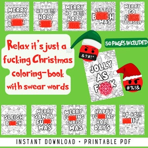 Adult swear word Christmas coloring book - instant download adult humor for the holidays - because sometimes you need to color and swear