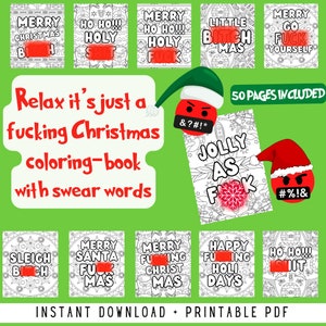 Christmas adult swear word coloring book - instant download adult humor for the holidays - because sometimes you need to color and swear