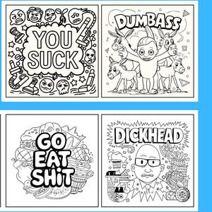 Adult Swear Word, Bold and Easy Coloring pages. 107 pages to f’n color. PDF download, print and color. image 4