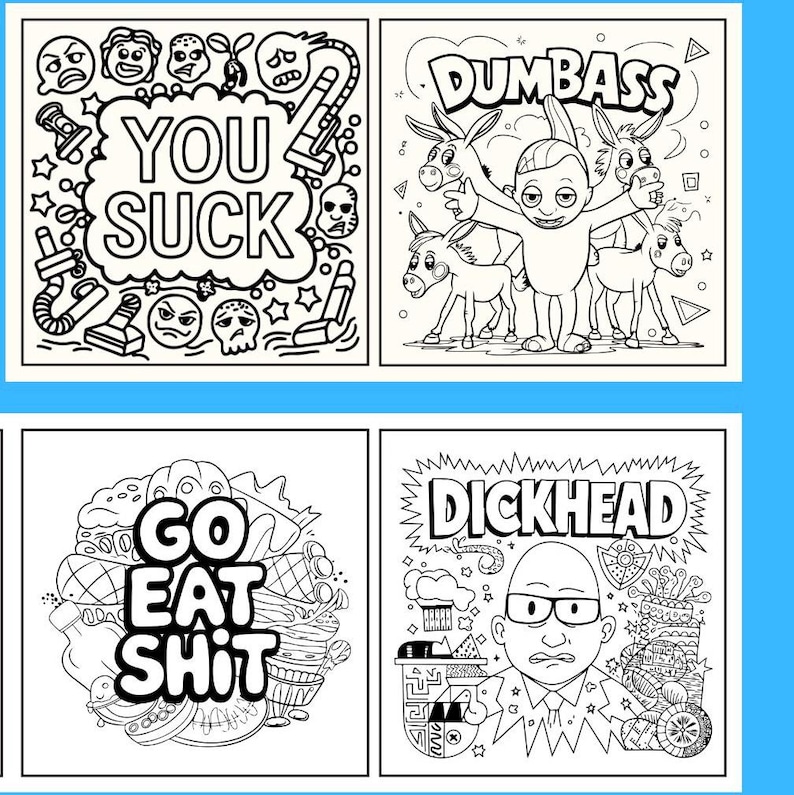 Adult Swear Word, Bold and Easy Coloring pages. 107 pages to f’n color. PDF download, print and color. image 4