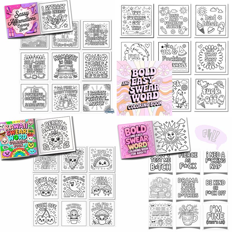 Bold & Easy Swear Word Coloring Book Bundle (PDF Download) image 3