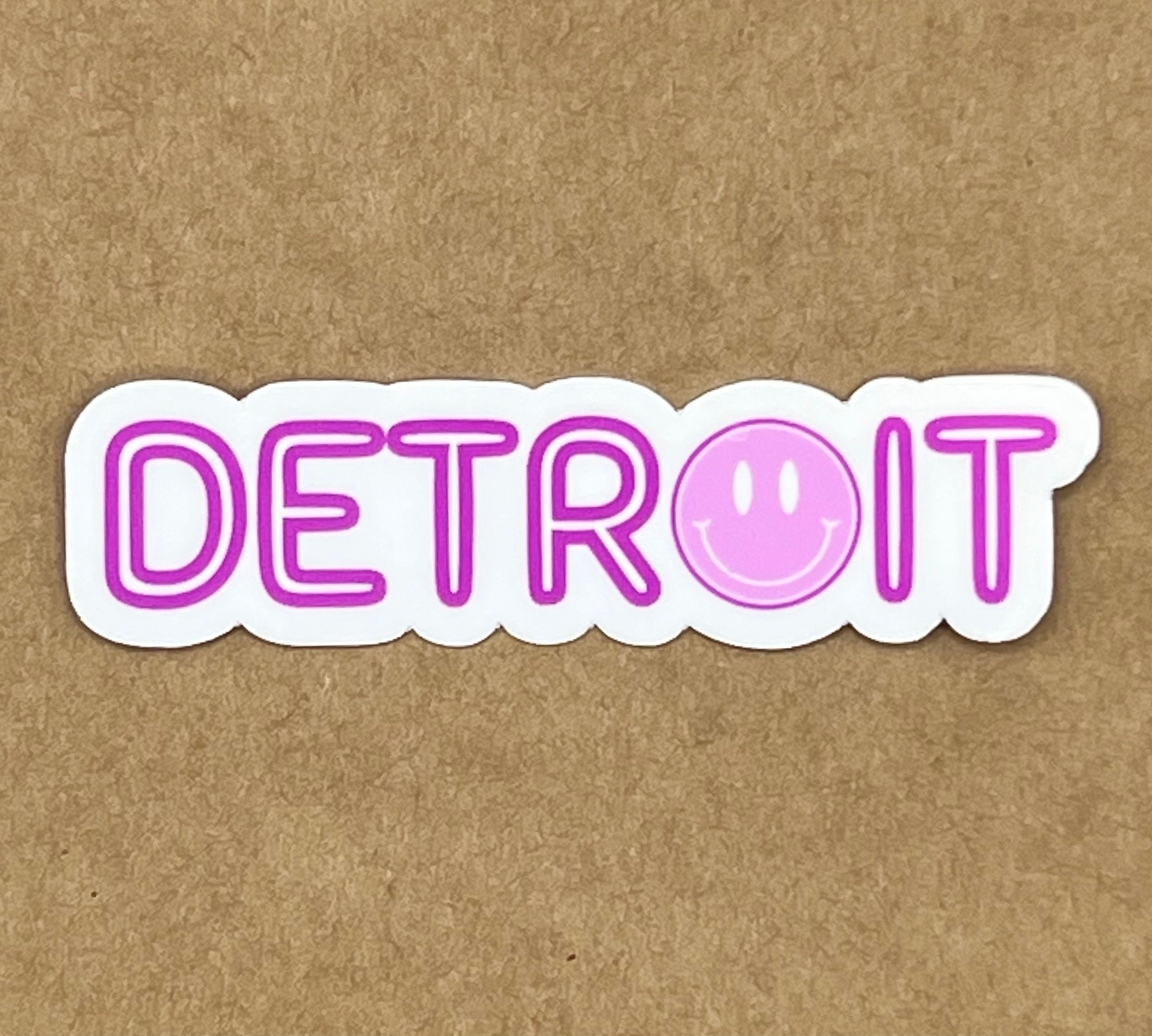 Detroit Sticker With Smiley Face 3 W Glossy Waterproof Decal Sticker - Etsy