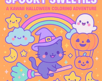 Cute Spooky Sweeties Coloring Book, Kawaii Halloween (PDF Download)