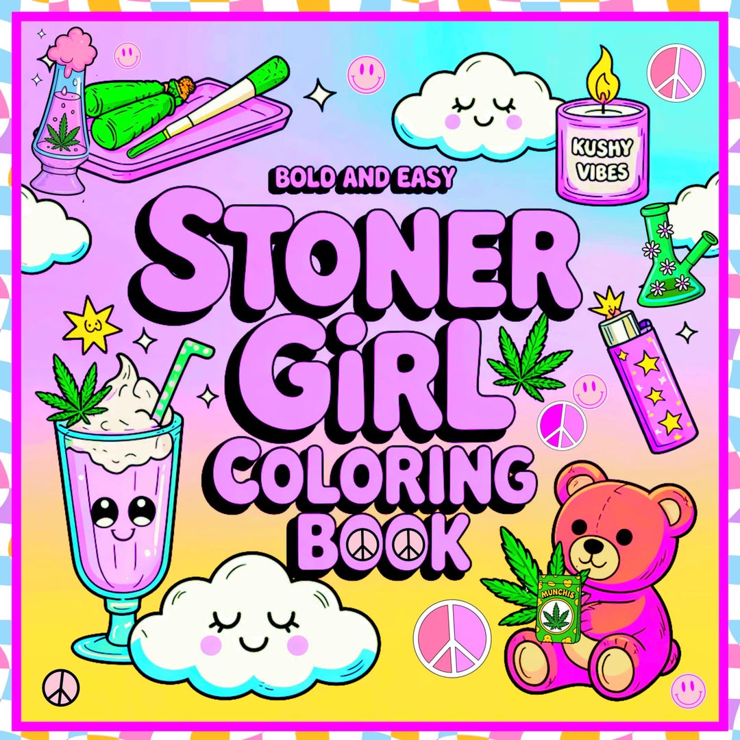 Stoner Girl Coloring Book for Adults, Easy Designs (PDF Download) - Etsy