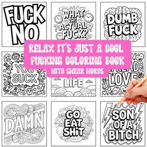Adult Swear Word, Bold and Easy Coloring pages. 107 pages to f’n color. PDF download, print and color. image 2