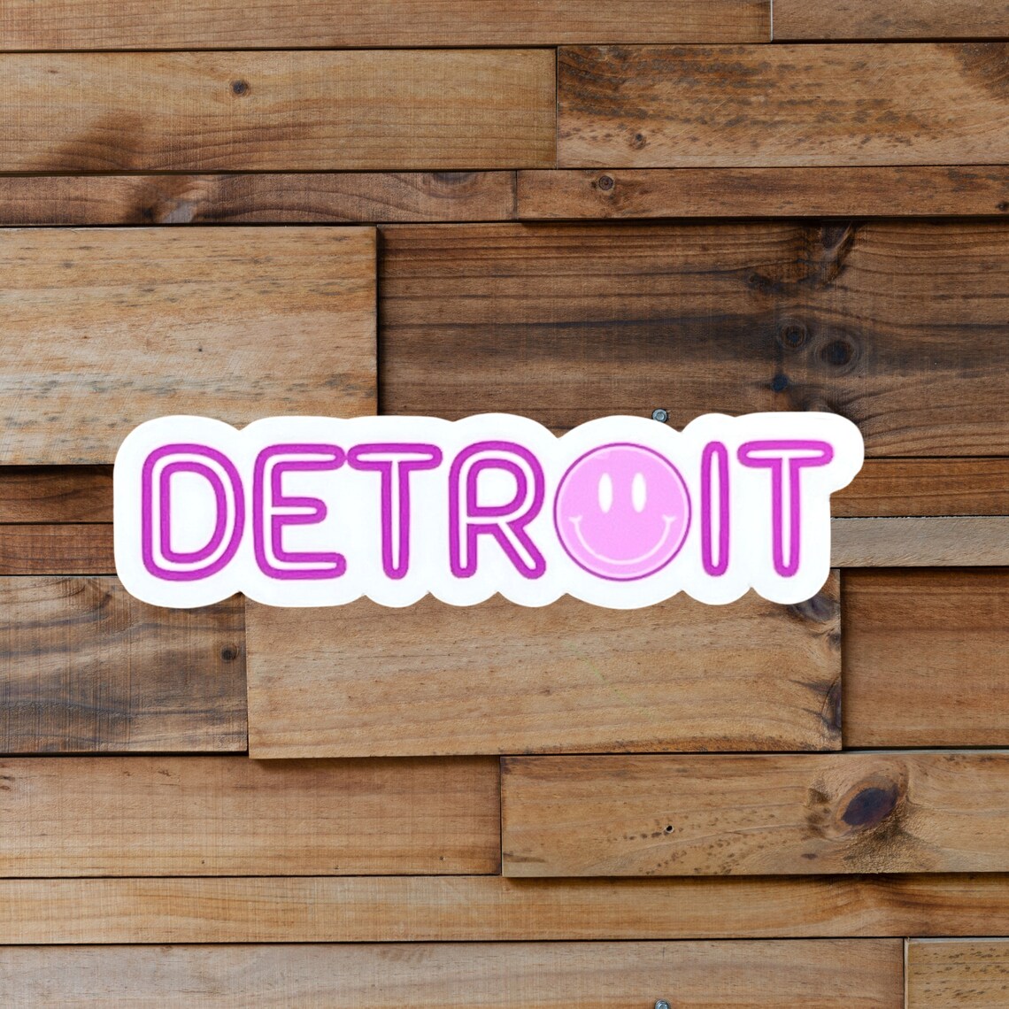 Detroit Sticker With Smiley Face 3 W Glossy Waterproof Decal Sticker - Etsy