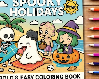 Ambiance effrayante pour les vacances à la plage | Halloween | PDF | Téléchargez, imprimez et coloriez