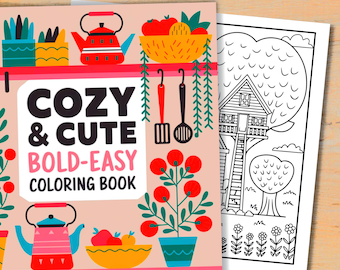 Cozy Coloring Book, Cute Designs, Easy to Color (PDF Download)