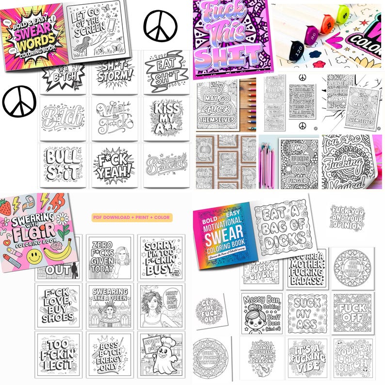 Bold & Easy Swear Word Coloring Book Bundle (PDF Download) image 8