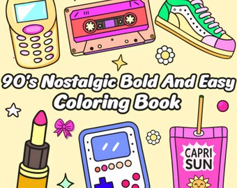 90s Nostalgia Coloring Book: Bold & Easy Designs (PDF Download