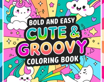 Cute Groovy Coloring Book, Bold Easy Designs (PDF Download)
