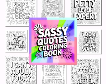 Sassy Quotes Bold and Easy coloring book | 60 pages | PDF download print and color