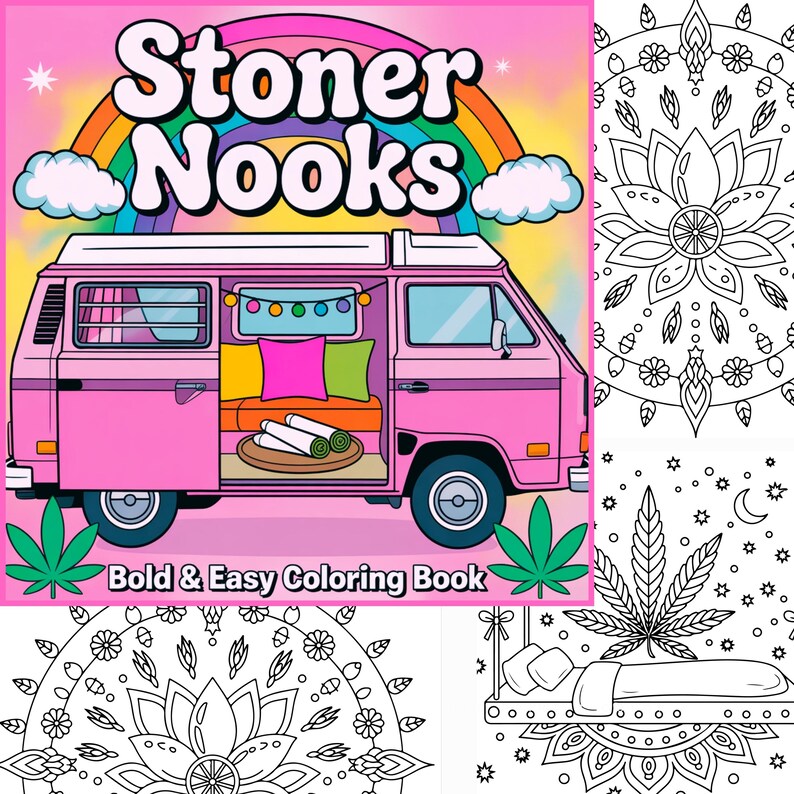420 Stoner Nooks, Bold and Easy Adult Coloring Book | 121 Pages | PDF ...