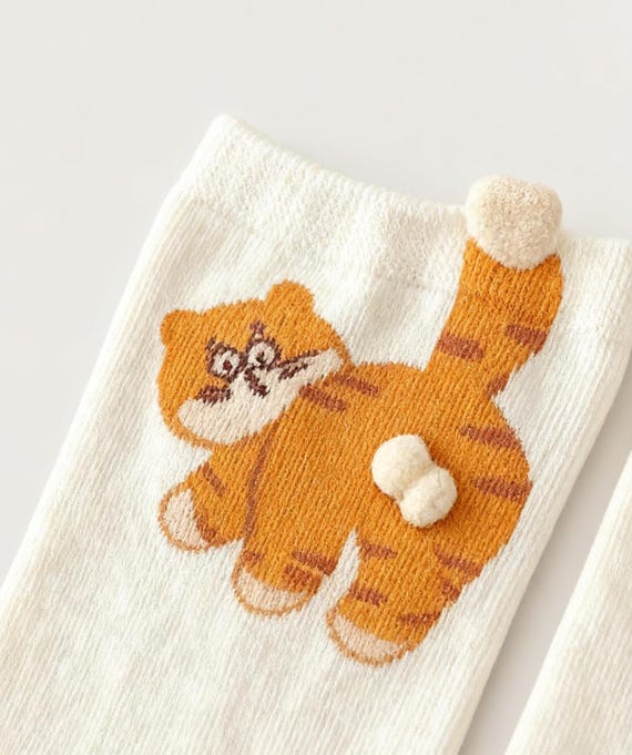 3D Tail Cat Socks | Novelty Cotton Crew Socks, Gift for Cat Lovers
